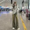 Jeans Rasgado Estiloso Estilo Americano para Mulheres, Novos Calças de Outono de Perna Reta Tamanho Plus Vintage Comprimento Total Perna Larga, Caimento Solto