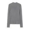 ¡Lana merino! Top de punto de hilo Yangzi sin costuras alemán, cuello medio alto de otoño, capa interior ajustada para mujer