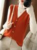 Cárdigan Chaleco Transfronterizo para Mujer Otoño e Invierno Chaleco Exterior Chaqueta Holgada Talla Grande Hilo de Núcleo Tejido Chaleco Chaleco