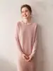 Suéter de Cashmere, Suéter Feminino Básico, Novo Quente Cintura Marcada Gola Redonda Decote Baixo Malha Pronta