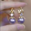 Pendientes de moda con hebilla de oreja de cuentas moradas, nuevos de 2024, diseño moderno de nicho, de alta calidad.