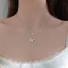 2021 nuevo collar de mariposa de doble capa para mujer diseño simple sentido pequeño celebridad de internet temperamento viento frío cadena para la clavícula venta al por mayor