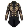 Frac Medieval Frac Gótico Steampunk Chaqueta Negro Brocado Satén Abrigo de Boda Estilo Gótico