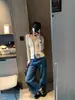 Moqi Otoño Nuevo Estilo Coreano Simple Versátil Cintura Alta Adelgazante Rectos Pierna Ancha Acortados Jeans MQ1850