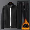 Conjunto Esportivo Masculino de Lã Polar para Pessoas de Meia-Idade e Idosas, Forrado e Espesso para Outono e Inverno, Moletom de Lã de Tamanho Grande, Conjunto Moderno de Duas Peças para Pai