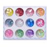 Lentejuelas para uñas brillo fino pieza de diamante polvo de concha de terciopelo láser pegamento de esmalte de uñas redondo en forma de corazón 12 colores juego de joyería