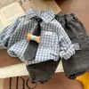 Ropa para niños camisa de niña 2026 nueva elegante pequeña de cereza manga larga cuello camisero para niñas, venta al por mayor de fábrica