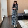Nova Coleção Outono/Inverno 2026: Vestido suéter sem mangas com estampa de leopardo estilo coreano, vestido base de gola alta, conjunto para maternidade