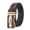 Cinturón de Moda para Hombre con Patrón de Cocodrilo Popular Transfronterizo con Cuero y Aleación Hebilla Automática Estilo Retro