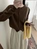 Nuevo Suéter de Lana para Mujer Otoño e Invierno Estilo Coreano Hilo Floral Color Sólido Cuello Redondo Encaje 100% Lana Tejido Cardigan Suéter