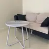 Mesa lateral de sofá, mesa de centro, pequena mesa redonda estilo nórdico, armário lateral simples para sofá, aço carbono, varanda de apartamento pequeno, mesa de centro de alta estética