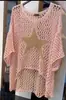 Suéter de Cinco Estrellas con Cuello Redondo de Estilo Europeo y Americano, Nuevo de Verano, Top Elegante de Siete Mangas para Mujer, Camisa para Aire Acondicionado