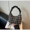 Bolso de Mano Plegado de Moda para Mujer 2026 Nueva Moda Bolso de Media Luna a Cuadros Bolso Cruzado de Cadena de Alta Gama Moderno