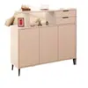 Gabinete de entrada y zapatero de madera maciza integrados para uso doméstico, nuevo gabinete de almacenamiento de doble cara para división de sala de estar, gabinete de almacenamiento estilo crema