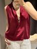 Md26 Camisa Top Feminino Minimalista Francês Elegante com Alças Cruzadas no Pescoço Sem Mangas 05131640671