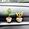 Ornamento Decorativo para Saída de Ar de Carro, Planta Verde Simulada Crocheted Feita à Mão em Vaso, Decoração Criativa para Interior de Carro, Produtos Acabados para Venda por Atacado