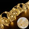 Adornos para árbol de Navidad, luces LED, cintas de luces, guirnaldas de luces, accesorios para árbol de Navidad, colgante decorativo, dorado, cinta de doble capa