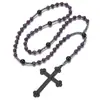 Collar Retro Religioso Personalizado No Magnético Transfronterizo Europeo y Americano Colgante de Piedra Natural con Cuentas Hecho a Mano Rosario