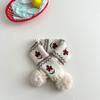 Bufanda de punto con forma de bola de pelo de conejo para mujer, estilo K, 2024, nueva bufanda a cuadros con diseño de oso y conejo, venta al por mayor
