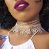 Collar de Cadena con Borla Geométrica Explosiones de AliExpress Exagerado Club Nocturno Diamantes de Imitación Brillantes Cadena para Clavícula Accesorios Sexy Europeos y Americanos