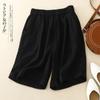 Shorts de Algodón para Mujer, Estilo Verano Delgado, Pantalones Anchos de Cintura Alta Elástica, Nuevos Shorts Casuales Holgados de Línea A de Longitud Media