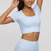 Juyitang Malla de Melocotón Espalda Bonita Manga Corta Alta Elasticidad Almohadilla Fija en el Pecho Ropa de Yoga Deporte Correr Entrenamiento Ropa de Fitness Mujer