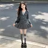 Conjunto Outono Feminino Estilo College Cardigã de Tricô Falso Duas Peças Saia Plissada Conjunto de Duas Peças Novo Vestido de Menina