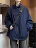Chaqueta Elegante Azul Marino para Hombre de Primavera y Otoño, Chaqueta Estilo Piloto Americano Scimitar con Cuello Alto y Características de Triple Protección