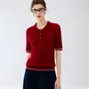 Nuevo Suéter de Cashmere Tejido a Mano con Cuello Polo Estilo Vintage Otoño/Invierno para Mujer, Manga Corta, Casual, Versátil, Top de Punto para el Trabajo