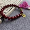 Pulseira de Cinábrio Design de Nicho Feminino Pingente Duplo Soletrando Estrela e Lua Acessórios Pulseira Joias Culturais