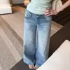 26 Jeans Nuevos de Verano de Moda Lavados Azul Claro Sueltos Rectos Caídos para Mujer, Pantalones de Largo Completo, Soporta Dropshipping