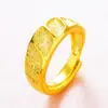 Anillos de Pareja de Arena Dorada Vietnamita de Nuevo Estilo Transfronterizos Chapados en Cobre Oro Real de 24 Quilates Anillos Abiertos de Moda Europeos y Americanos Venta al por Mayor