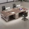 Escritorio de estación de trabajo simple y moderno, adecuado para 4 empleados, muebles de oficina y un juego de mesas y sillas para 6 empleados