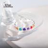 Anel Redondo Colorido de Rosto Sorridente em Prata de Lei S925 para Mulheres Anel Liso Dopamina Novo Estilo Coreano Simples Sorriso Esmalte Anel Aberto