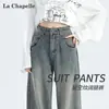 Calça Jeans com Estampa de Estrelas Feminina Moda Primavera e Outono Versátil Nova Cintura Alta Cobrindo o Quadril Skinny Justa Perna Reta Perna Larga Calças