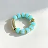 Pulsera de Cuentas de Color Caramelo con Contraste Transfronteriza para Mujer, Pulsera de Cuentas Acrílicas Empalmadas con Tubo Curvo, Joyería Versátil con Sentido de Diseño, Accesorios