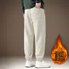 Calça moletom de tricô retrô americana de alta qualidade para homens, novo modelo outono 2026, cintura elástica, punhos, modelagem solta, calça casual esportiva