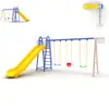 Combinación de tobogán, columpio y red para exteriores para niños de jardín de infantes, equipo de juegos para edades de 3 a 10 años
