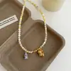 Collar Coreano Colorido de Verano con Cuentas de Dumbo Cadena para Clavícula Dulce Dibujo Animado Cachorro Lindo Piedra Ojo de Gato Personalizada
