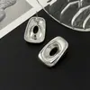 Pendientes Metálicos Huecos de Estilo Hip-Hop Transfronterizo Europeos y Americanos, Pendientes Cuadrados Lisos Geométricos de Moda