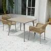Mesas e Cadeiras de Exterior, Cadeiras de Rattan de Lazer para Pátio, Varanda, Jardim, Mesas de Jantar, Conjunto Combinado Simples de Três ou Cinco Peças de Madeira Plástica e Rattan para Exterior