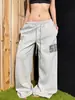 Pantalones casuales estilo retro americano con remaches y estampado de letras, streetwear unisex, pantalones de chándal holgados de pierna ancha