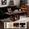 Carro de Mesa de Café Plegable Móvil Ajustable de Madera Maciza para Apartamentos Pequeños, Mesa de Té Multifuncional para Sala de Estar Sofá, Estilo Vintage y Nuevo Chino