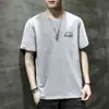 Tendência de moda do comércio exterior transfronteiriço: nova camiseta masculina de verão respirável de manga curta, corte casual solto, top versátil para casa