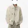 Chaqueta de cuero Harrington de estilo americano de moda con diseño de hebilla de avión, chaqueta casual de cuello alto para hombre de primavera y otoño