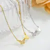 Colar com Pedras Strass Inlaid Dupla Borboleta para Mulheres Design Versátil Moda Tendência Exquisito Luxo Leve Nicho Corrente Clavícula Verão Sensação de Alto Padrão