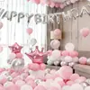 Decoraciones de Feliz Cumpleaños Set de Globos Pared de Fondo Fiesta Niño Niña Corona de Cumpleaños Globos de Papel de Aluminio