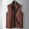 Chal Casual para Hombre 2026 Primavera/Verano Lujo Cuello Alto Cremallera Tejido Lana Sin Mangas Chaqueta Estilo Old Money de Gama Alta