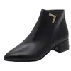 Botines para Mujer 2026 Otoño Nuevos Botines de PU Mate de Tacón Medio Color Botas Martin Tacón Grueso Punta Fina Botas para Mujer Venta al por Mayor