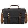 Bolso bandolera de lona con capa superior de piel de vaca para hombre, bolso de fotografía de cera, estilo retro, bandolera de un solo hombro, conjunto recto de fábrica